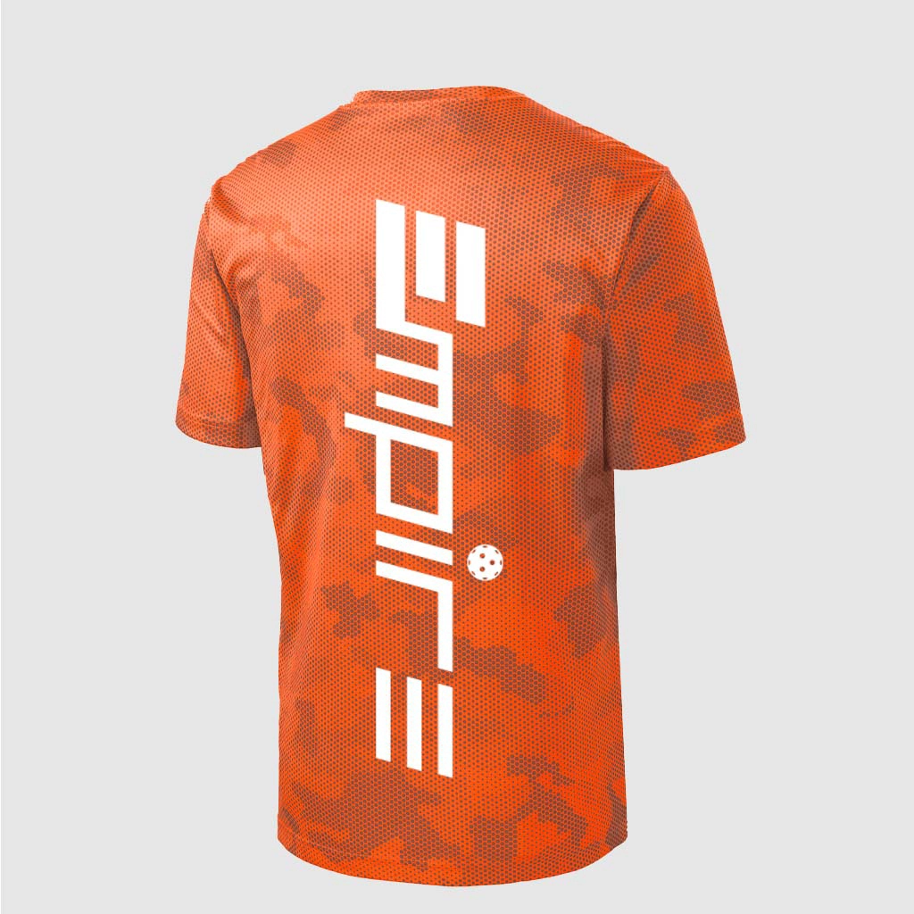 Orange Empire Pickleball shirt back with graphic logo