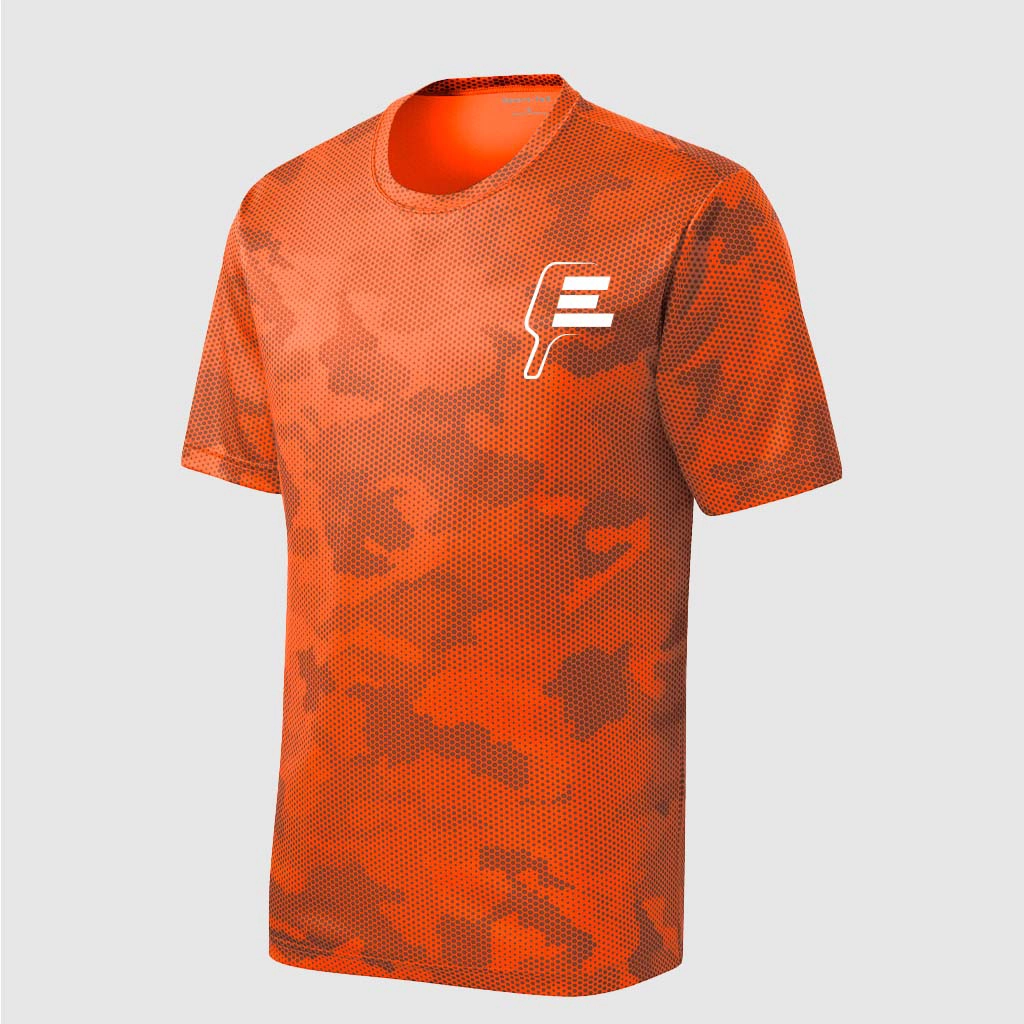 Orange Empire Pickleball shirt front with paddle symbol